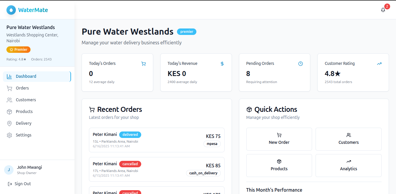 WaterMate - Water Delivery SaaS Web App